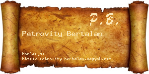 Petrovity Bertalan névjegykártya